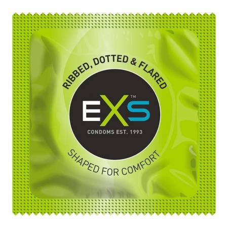 EXS Comfy Fit Ribbed and Dotted Condoms 12 Pack